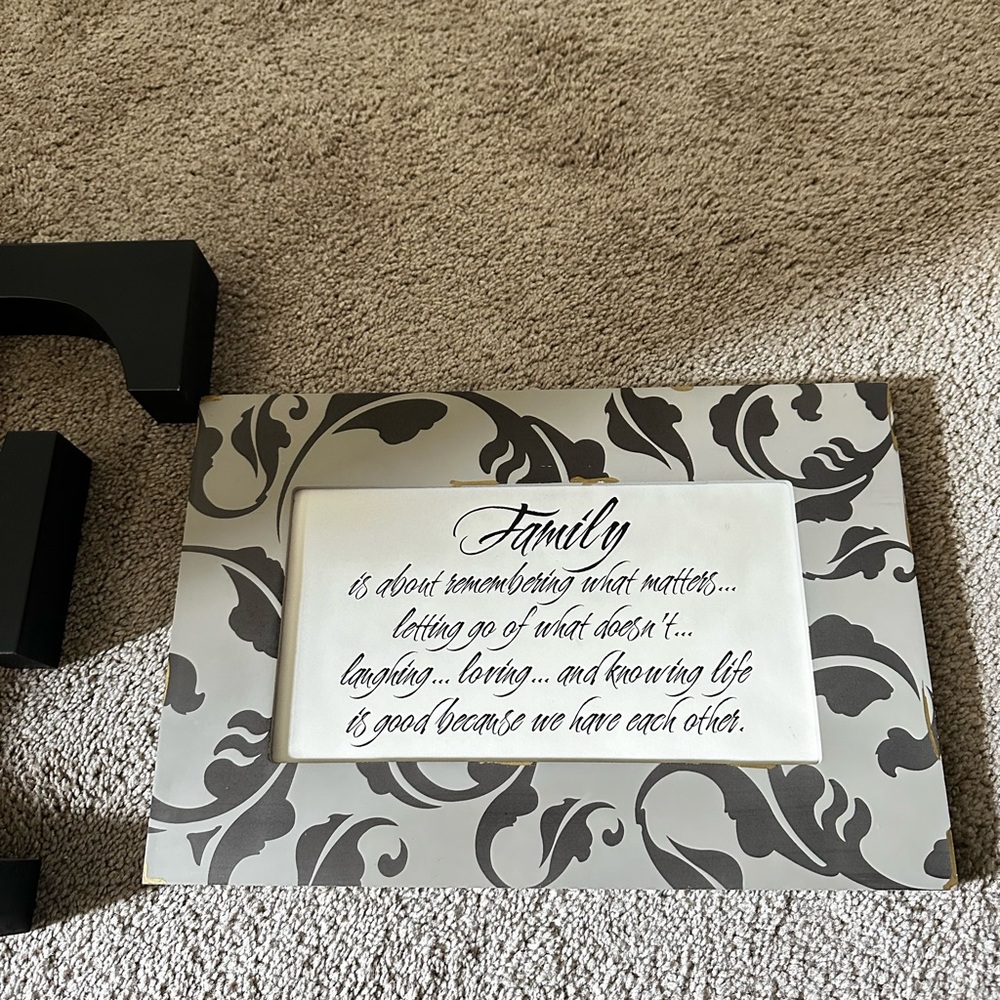 Gray and Black Decorative Family Plaque